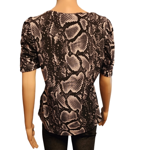Worthington Snake Print Half Puff Sleeve Stretchy Blouse Size M - Picture 4 of 9